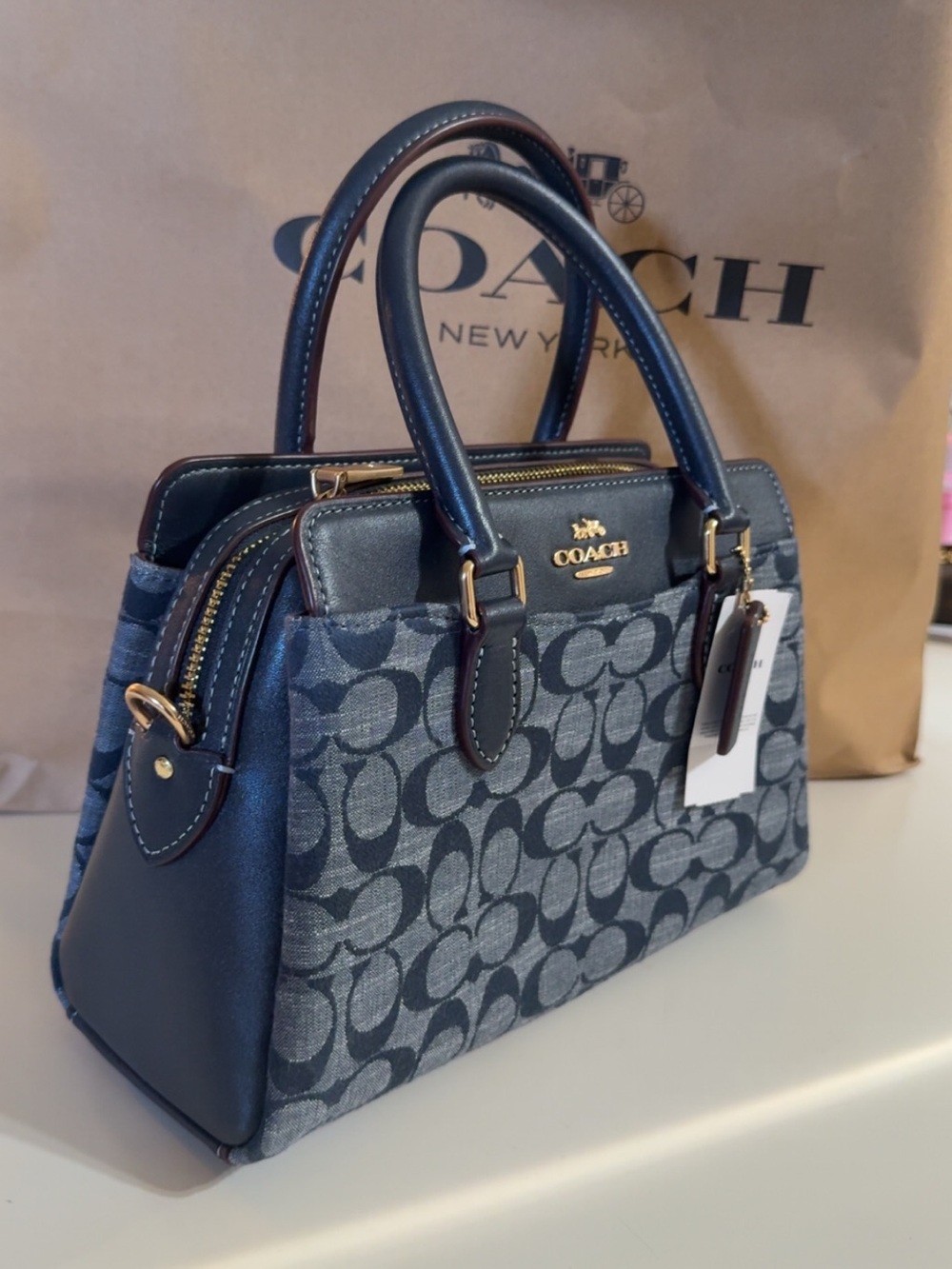 Coach Mini Darcie in Signature Denim Satchel with Matching Wallet - Picture 3 of 11